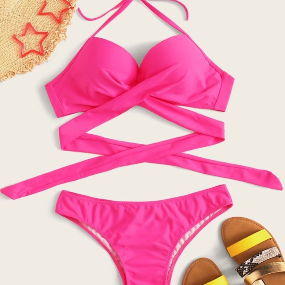SHEIN hot PINK push up bikini